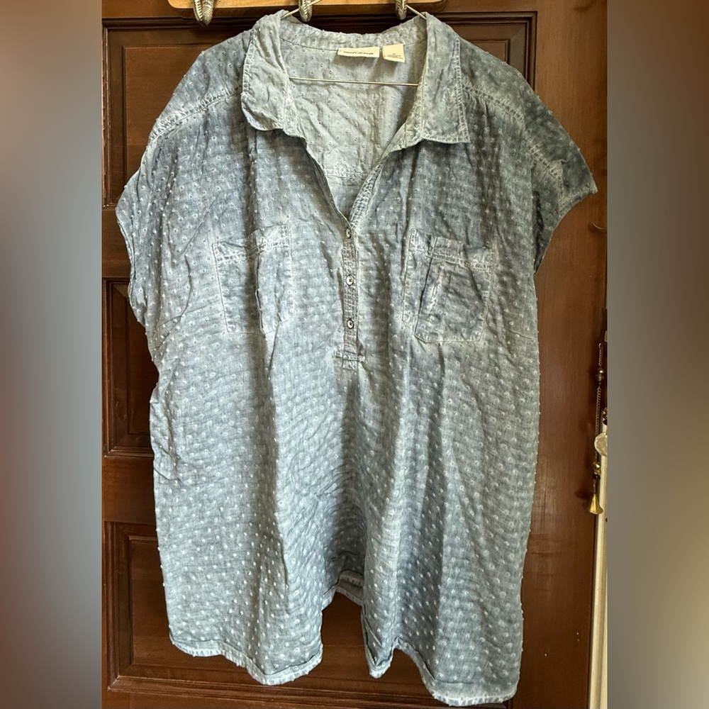 Dkny Jeans Plus Blue Casual Button Down Shirt